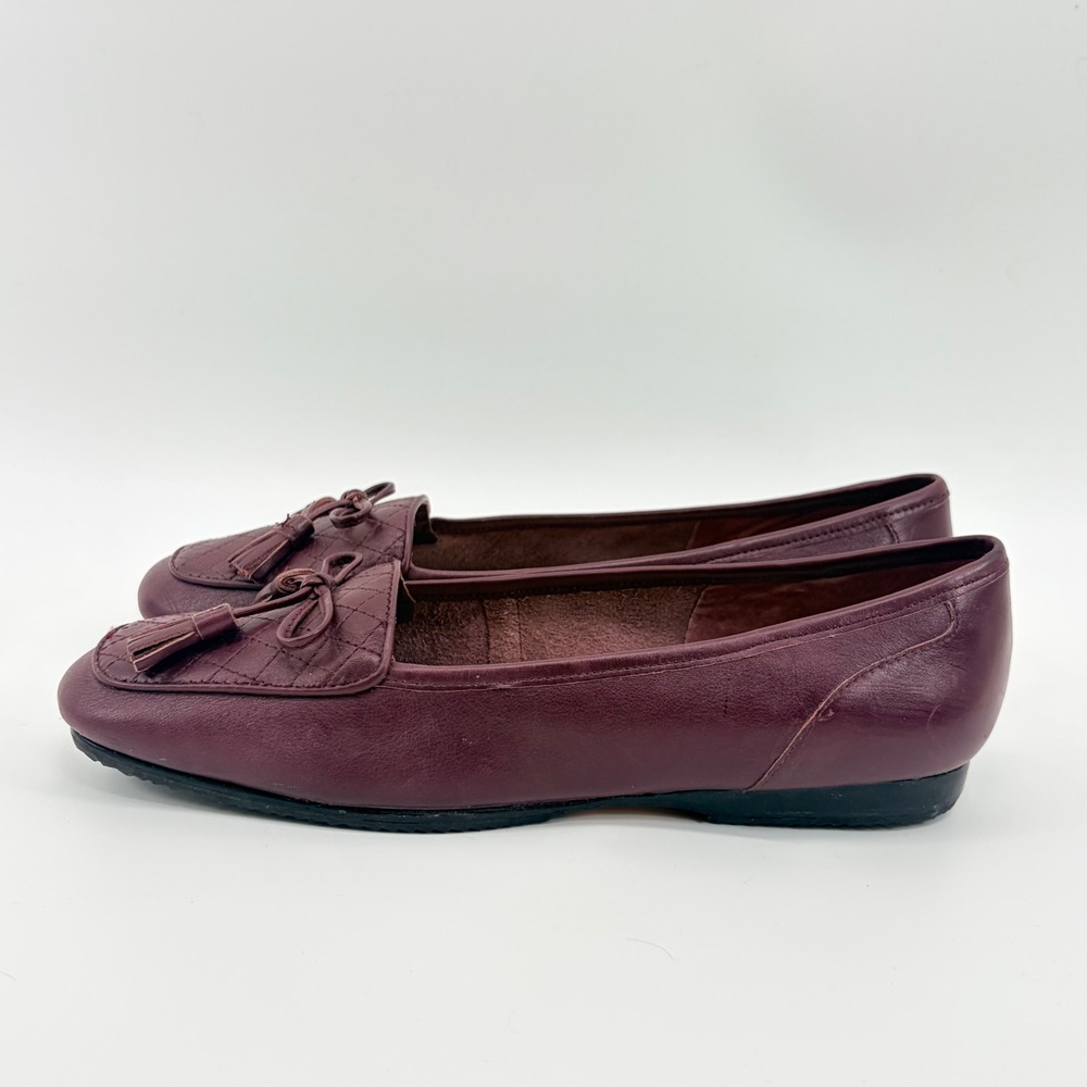 Enzo Angiolini EALIZZIA Burgundy Quilted Leather Tassel Loafers 8M Classic Mod - Picture 3 of 14